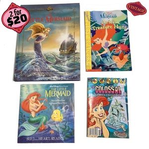 🎉2/20 Set of 4 Little Mermaid Picture Books Kids Comic Disney Ariel Oceans